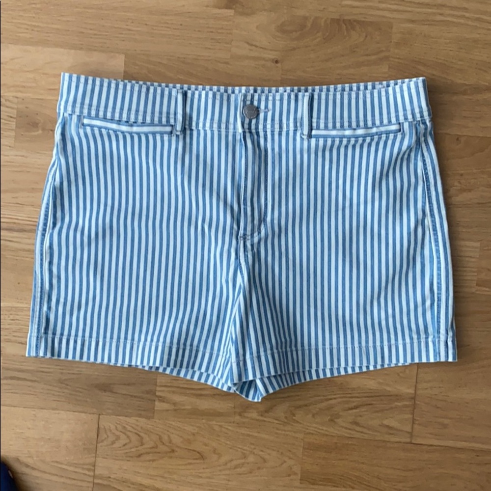 Loft blue and white striped shorts